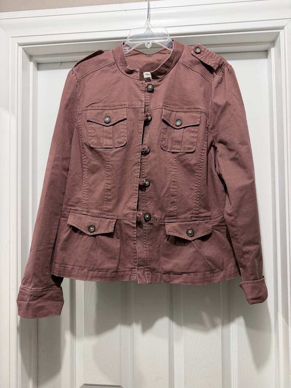 Ann Taylor LOFT Vintage Utility Cargo Jacket in MAUVE